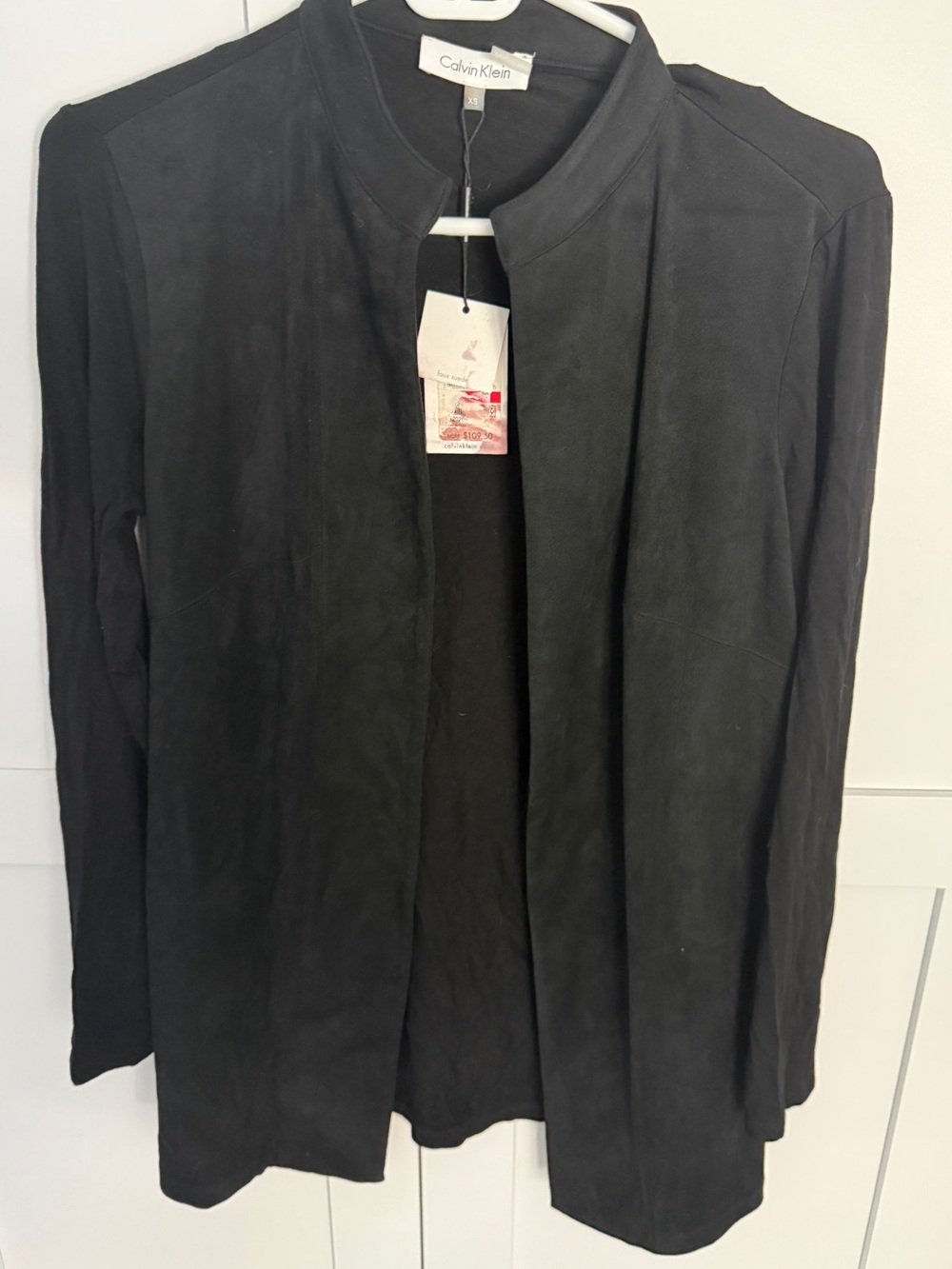 Calvin Klein Black Open-Front Longline Jacket size XS